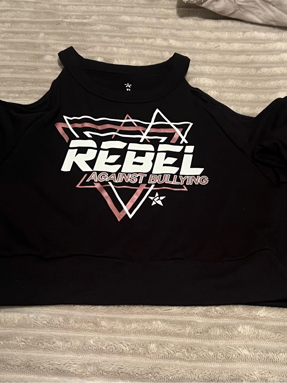 REBEL Against Bullying Girls' Cold-Shoulder Sweatshirt - Black & Pink